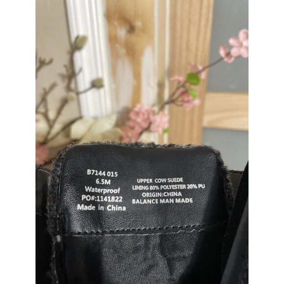 Womens Black Suede Lace-up Combat Boots Chunky Lug Sole Ankle Winter Booties 6.5 - Picture 13 of 14